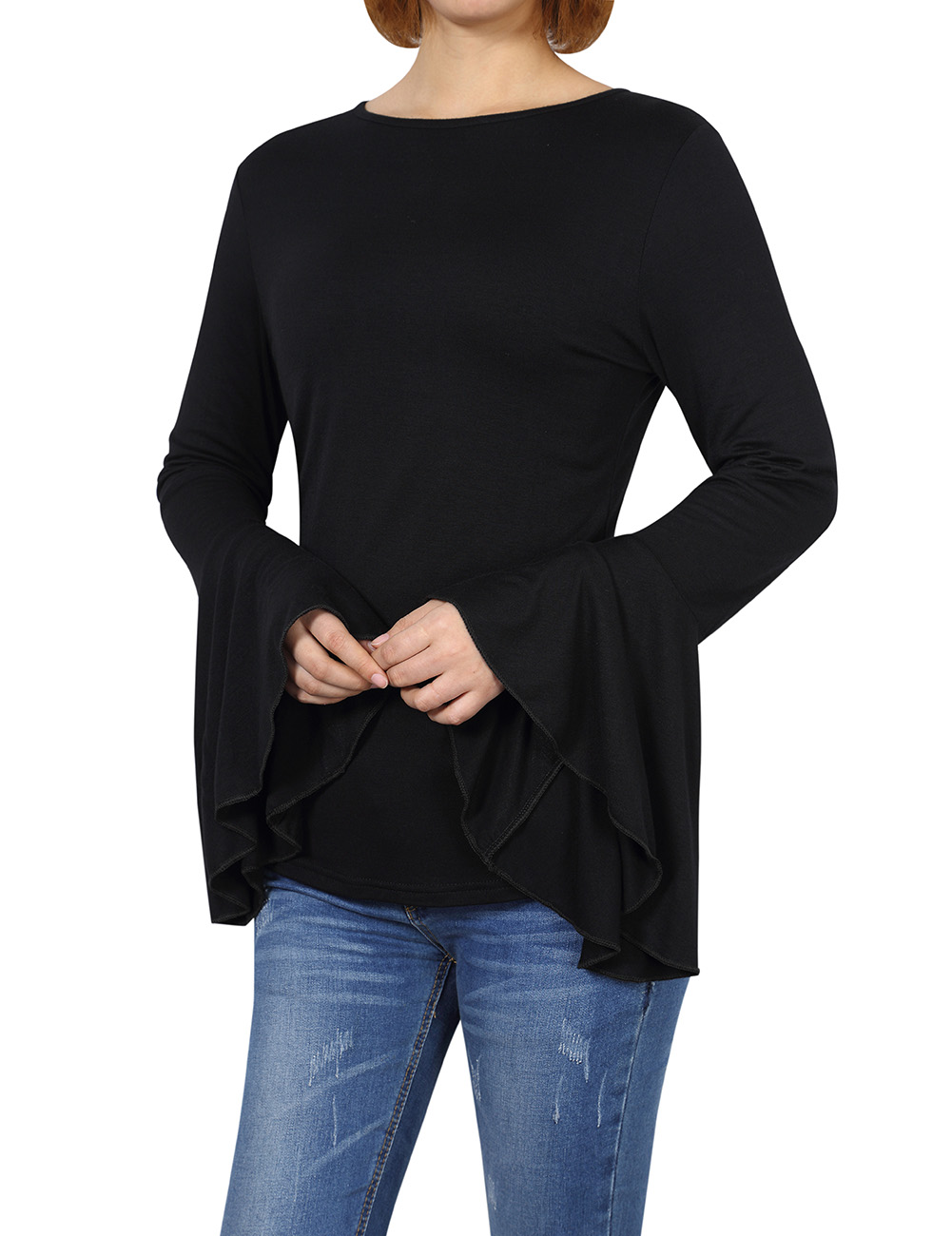 flared long sleeve shirt