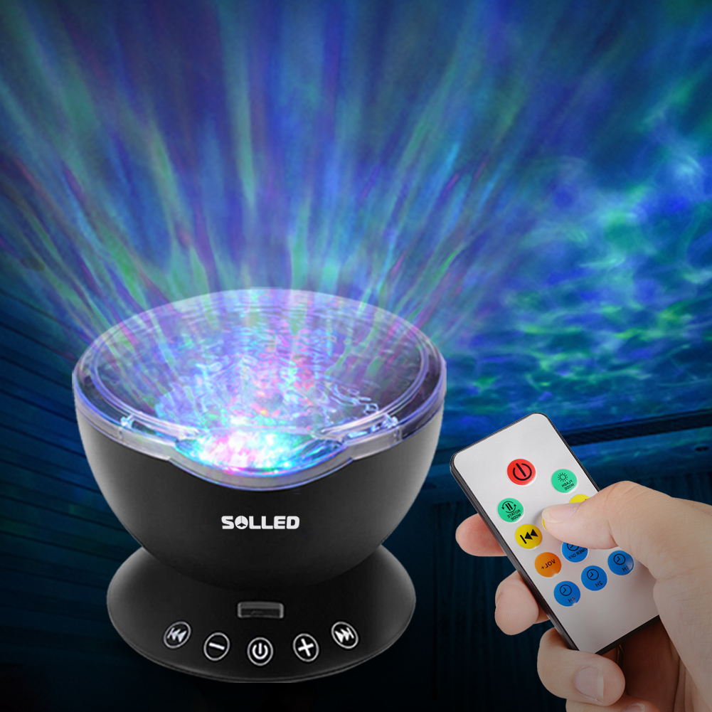Xmas Ocean Wave Music Projector LED Night Light Remote