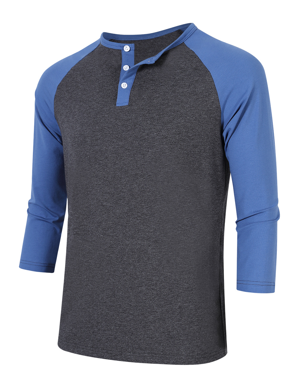 Men's Baseball Henley Tee Shirt Tops 3/4 Raglan Sleeve Stitching Color ...